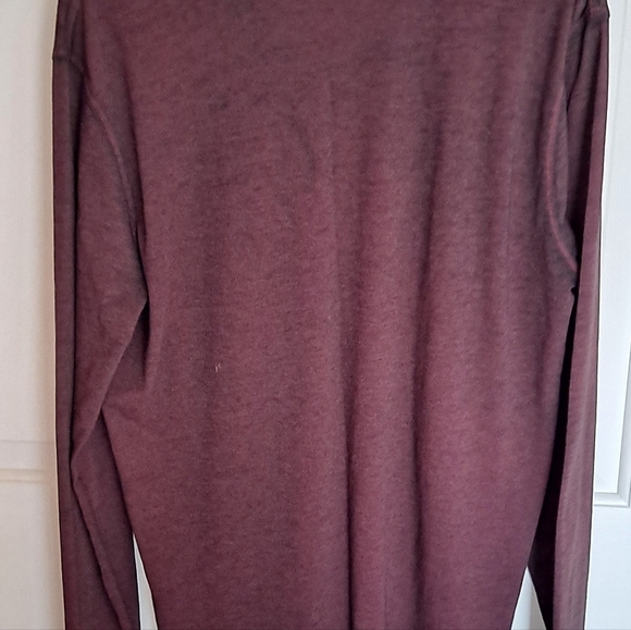 LUCKY BRAND Tee Shirt Top Mens M Henley Venice Burnout Long Sleeve Maroon - Picture 2 of 7